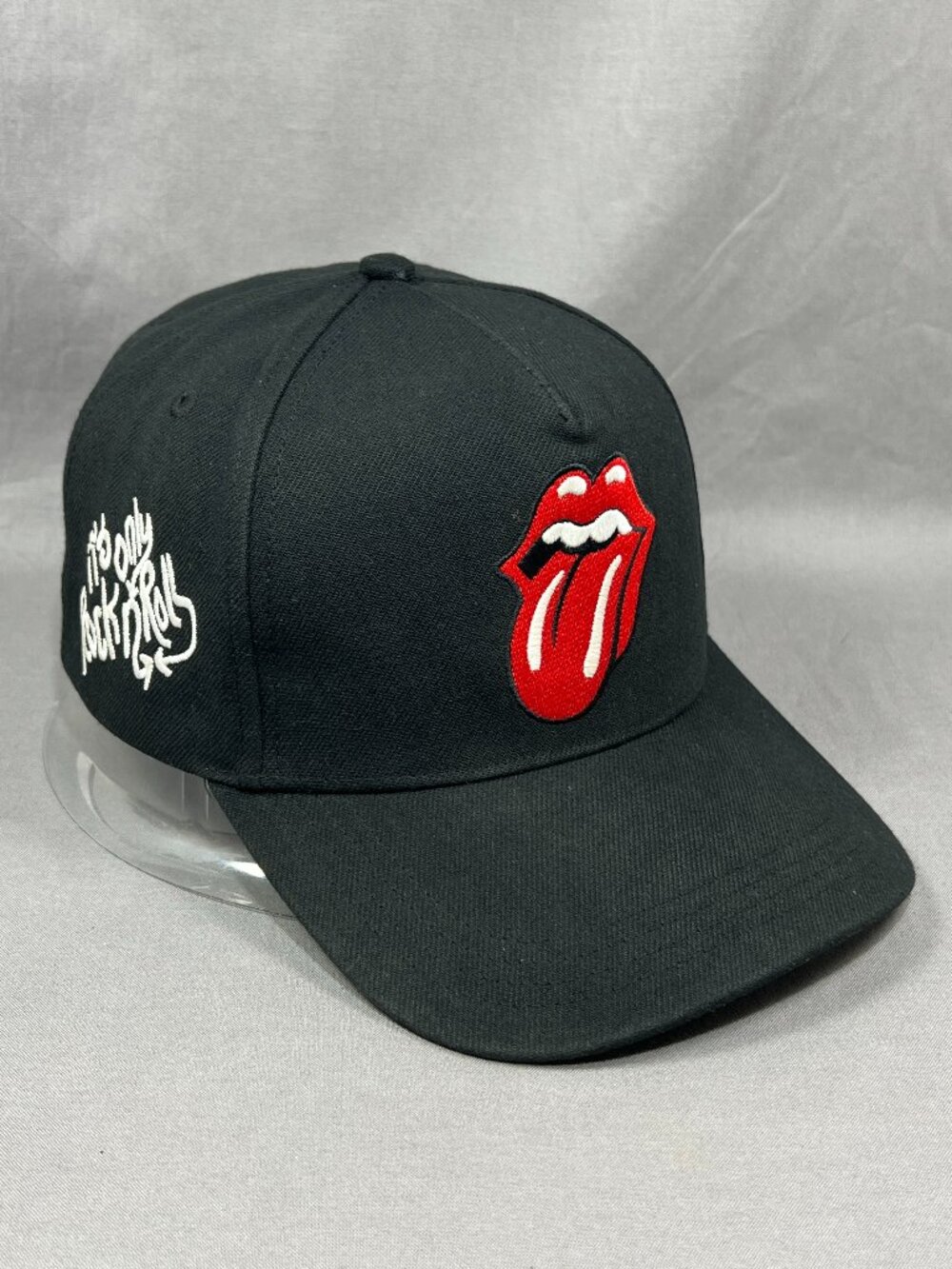 The Rolling Stones Lids Snapback Hat Black Souvenir Tongue Lips Rock & Roll Mens
